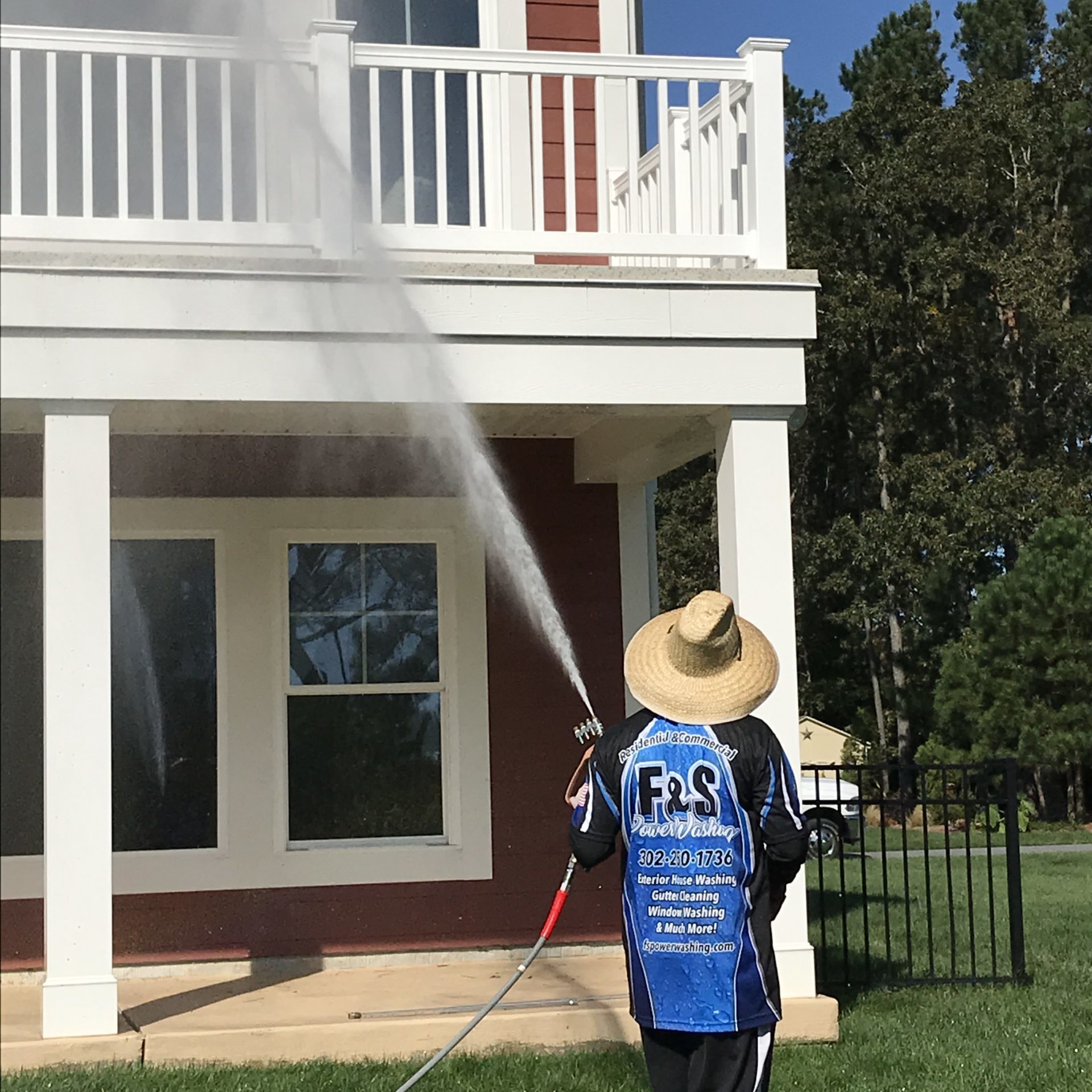 We've all seen the house with green film covering the siding. Maybe you are one of these houses. F&S is here to help with house pressure washing services.
We use our soft washing practices, paired with custom chemical solutions to take care of that problem without causing damage to your windows, landscaping, or exterior