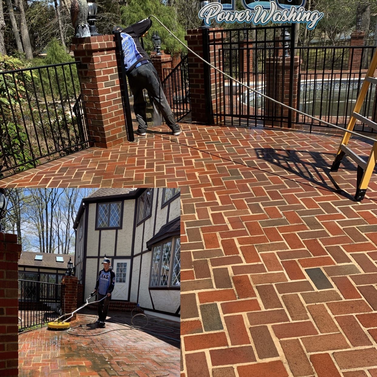 PAVER POWER WASHING & RESTORATION SERVICES At F&S Power Washing, we don’t take a one-size-fits-all approach to paver cleaning. We like to make custom plans for each project.
After all, the right way to clean pavers depends on things like how dirty the surface is and what material the pavers are made of.
When we evaluate your paver cleaning needs, we can determine the right amount of pressure to remove dirt, mold, and fungi. We don’t want to use too much water pressure because it could damage your pavers. We aim to get the perfect level to revitalize your pavers, making them as attractive as the day they were installed.